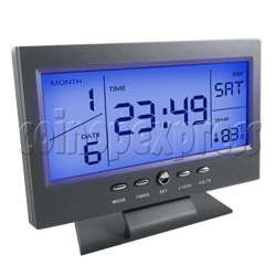 LCD Calendar Clock With Sound Activated Backlight Projection