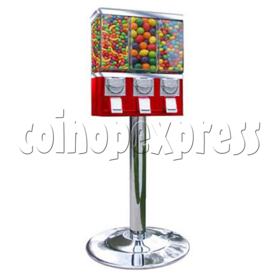 Metal Triple Head Candy Vending Machine With Steel Stand 18783