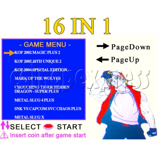 16 in 1 game cartridge  MVS 6 - game menu 1