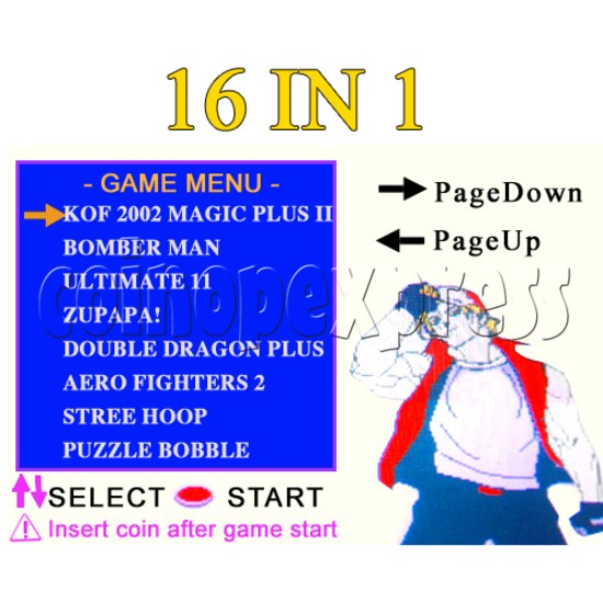 16 in 1 Arcade game cartridge  MVS 8 - Game Menu - 2