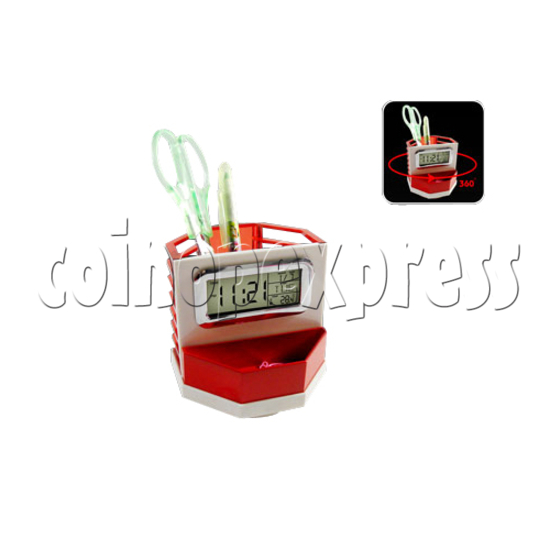 LCD Digital Alarm Clock with Rotated Pen Holder 26943