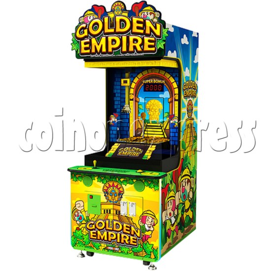 Golden Empire Coin Pusher Ticket Redemption Arcade Machine - angle view