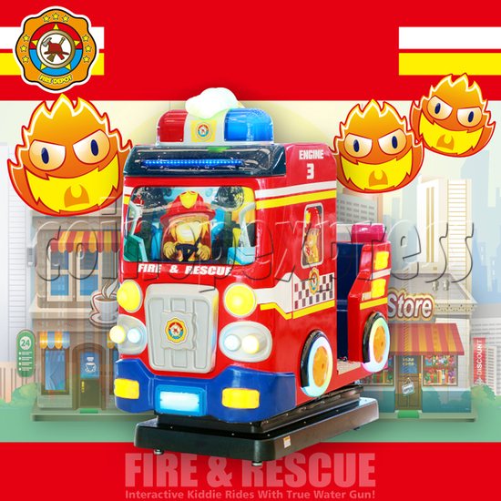 Fire Rescue Car Kiddie Rides With Water Video Game 34271