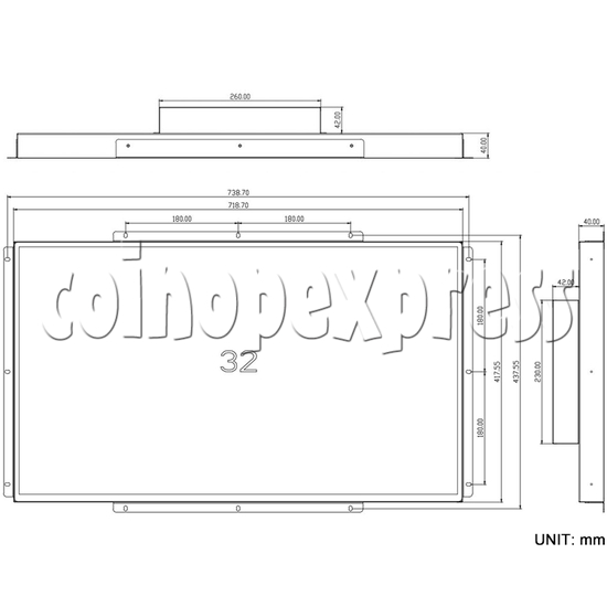 32 inch Arcade LCD Monitor BOE 1080P dimensions