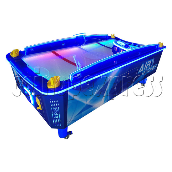 Large Curved Air Hockey with LED Lights 4 Players blue color right view