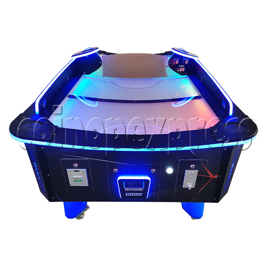 Large Curved Air Hockey with LED Lights 4 Players black color side view