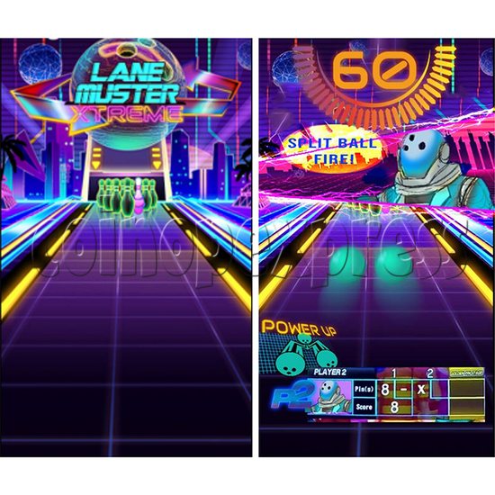 Lane Master Xtreme Video Bowling Machine (Prize & Ticket) screen display