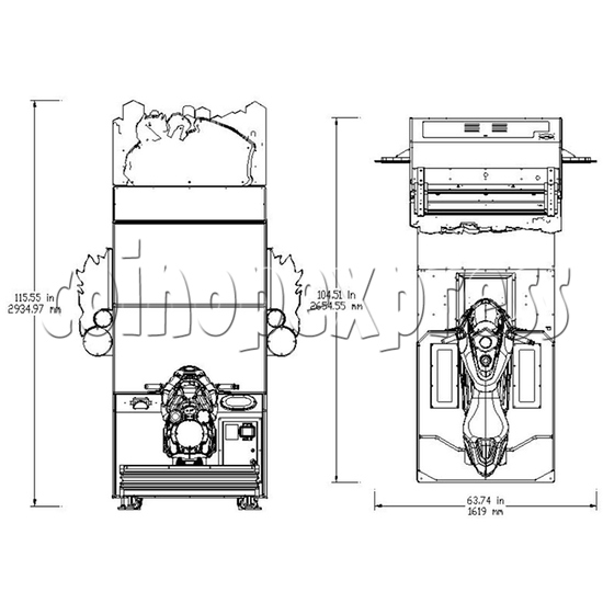 Neon Rush Racing Arcade Machine dimension