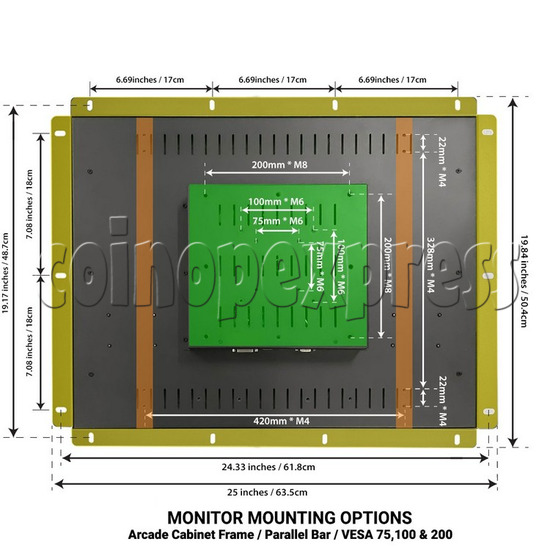 26 inch Retro Style 4:3 Aspect Ratio LCD Monitor has different mounting options