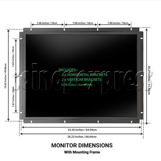 29 inch Retro Style 4:3 Aspect Ratio LCD Monitor Dimensions with Mounting Frame
