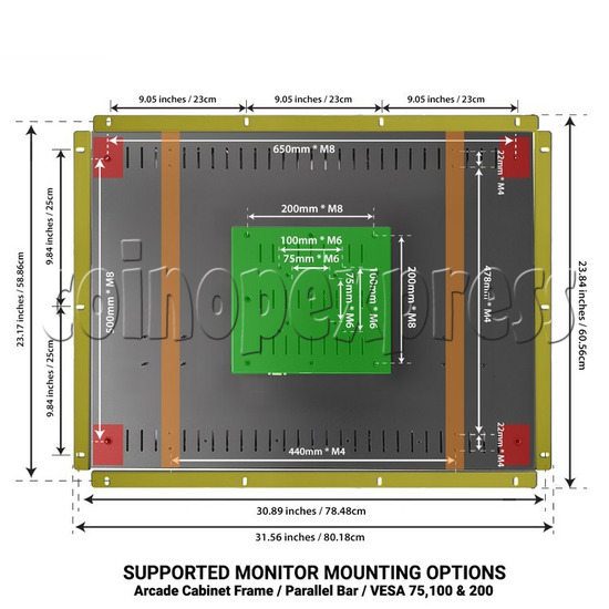 35 inch Retro Style 4:3 Aspect Ratio LCD Monitor supports different mounting options