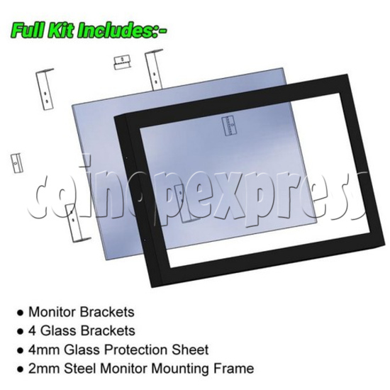 32 inch Monitor Front Glass and Metal Frame (No Monitor) for Vewlix / Chewlix Cabinet Full Kit