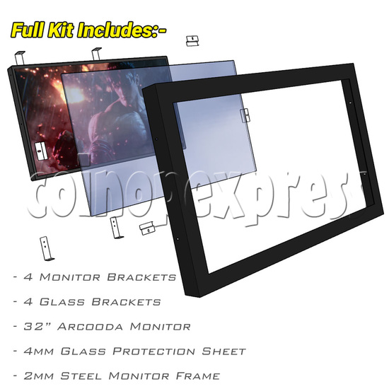 32 inch 16:9 Aspect Ratio LCD Arcade Monitor with Complete Metal Frame for Vewlix / Chewlix Full Kit