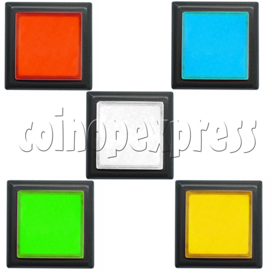 33mm Square Illuminated Push Button - Black Body with Color Top 8789